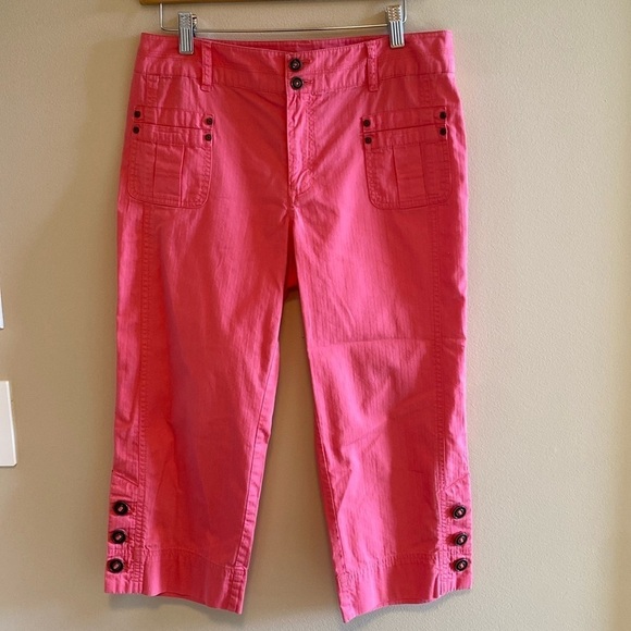 Tribal Button Cotton Capri Pants Hot Pink size 4 - Picture 1 of 7
